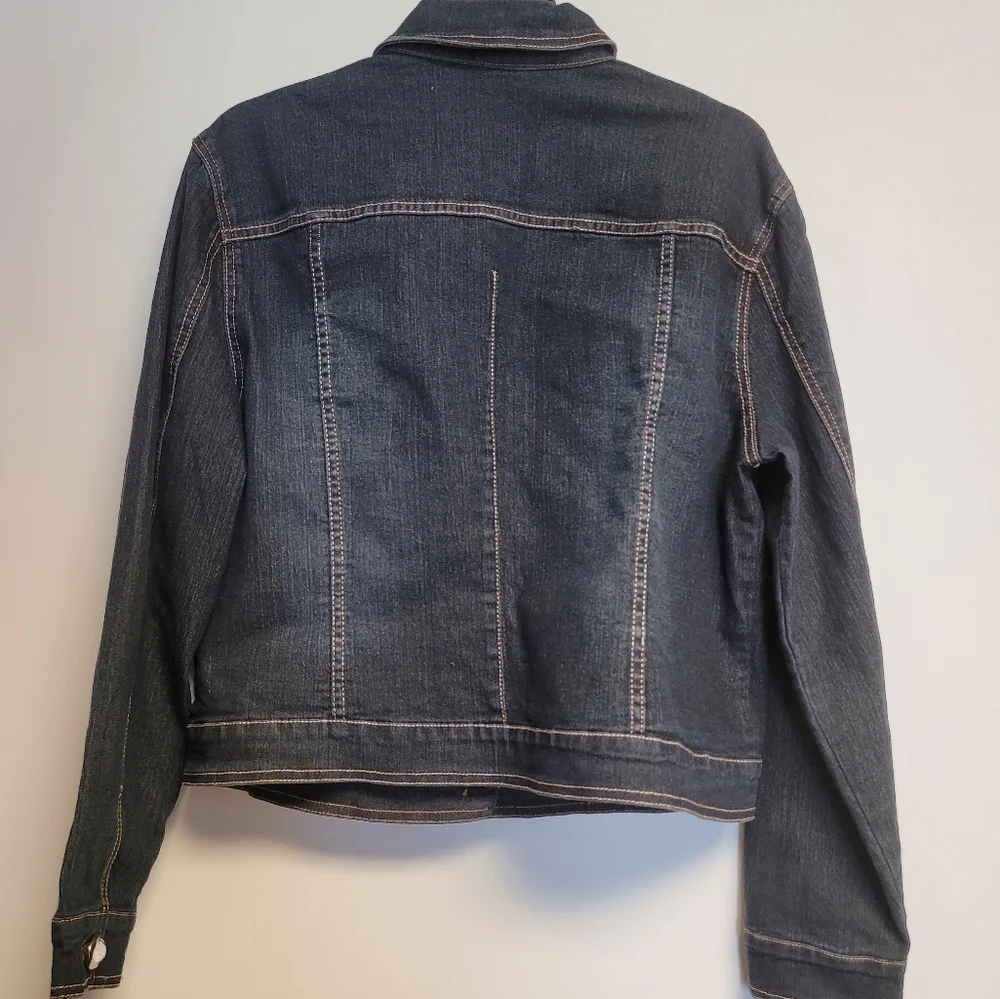 V Cristina Dark Wash DenimJean Silver Stud Jacket Large - Picture 9 of 11